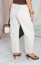 Pantalón wide leg beige