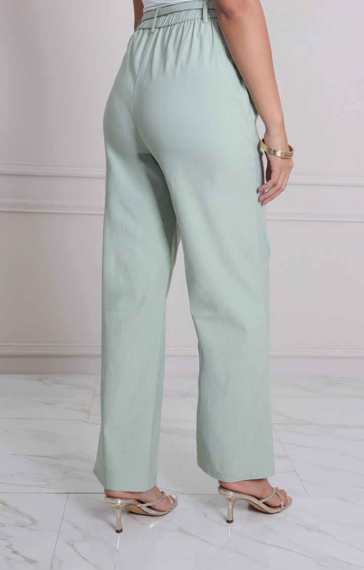 Pantalòn menta con cinturón - PANTALON REGULAR Boutiquemirel 