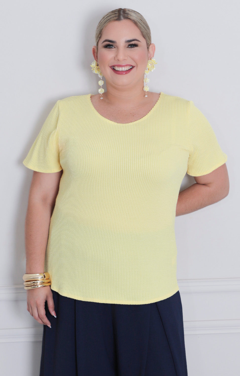 Blusa lisa con textura - BLUSAS CURVY Boutiquemirel 