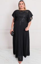 Vestido negro con aplicaciones - VESTIDO LARGO CURVY Boutiquemirel 