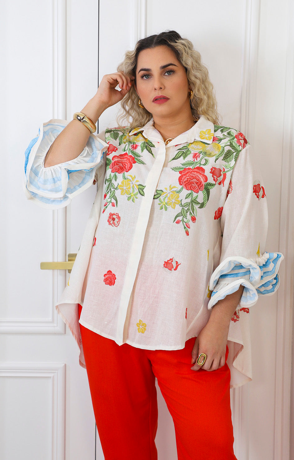 Blusa floral maxi rosas