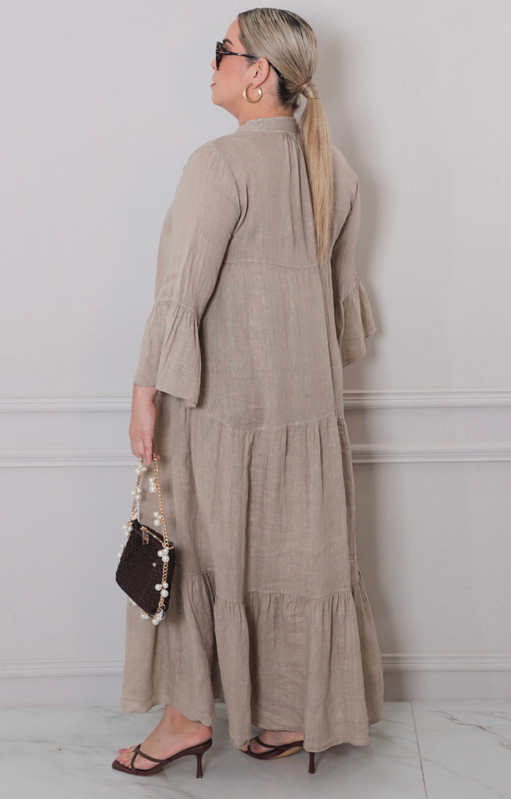 Vestido beige largo - VESTIDO CORTO CURVY Boutiquemirel 