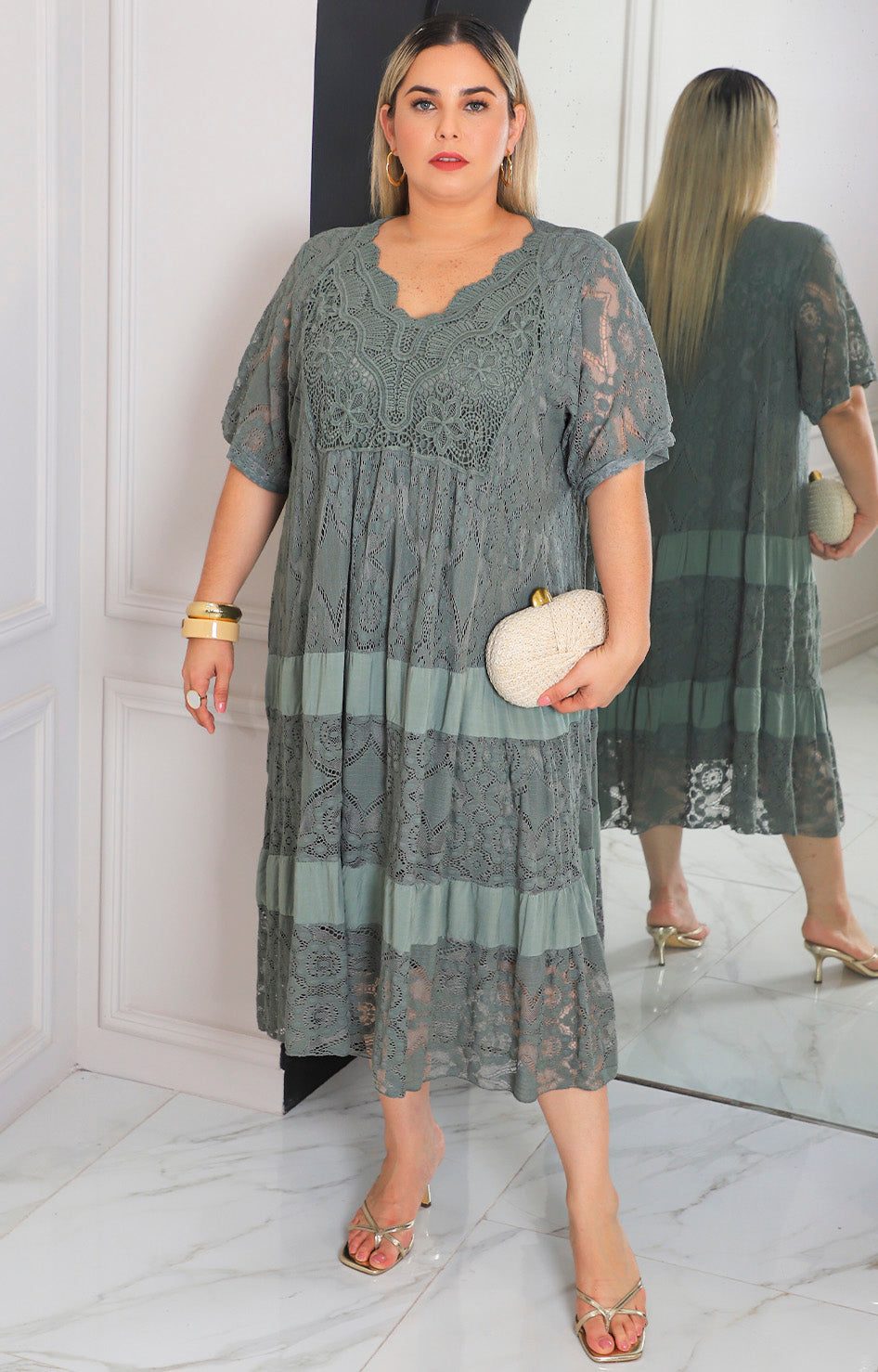 Vestido verde de encaje