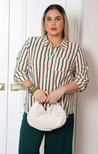Blusa camisera con rayas verdes