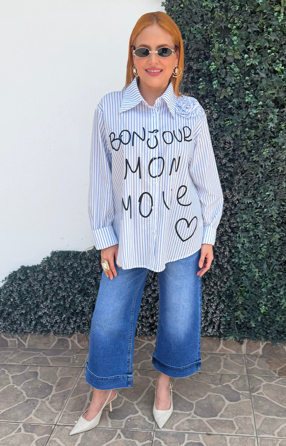 Blusa de rayas estampada - BLUSAS CURVY Boutiquemirel 