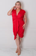 Vestido rojo con fruncido - VESTIDO CORTO CURVY Boutiquemirel 