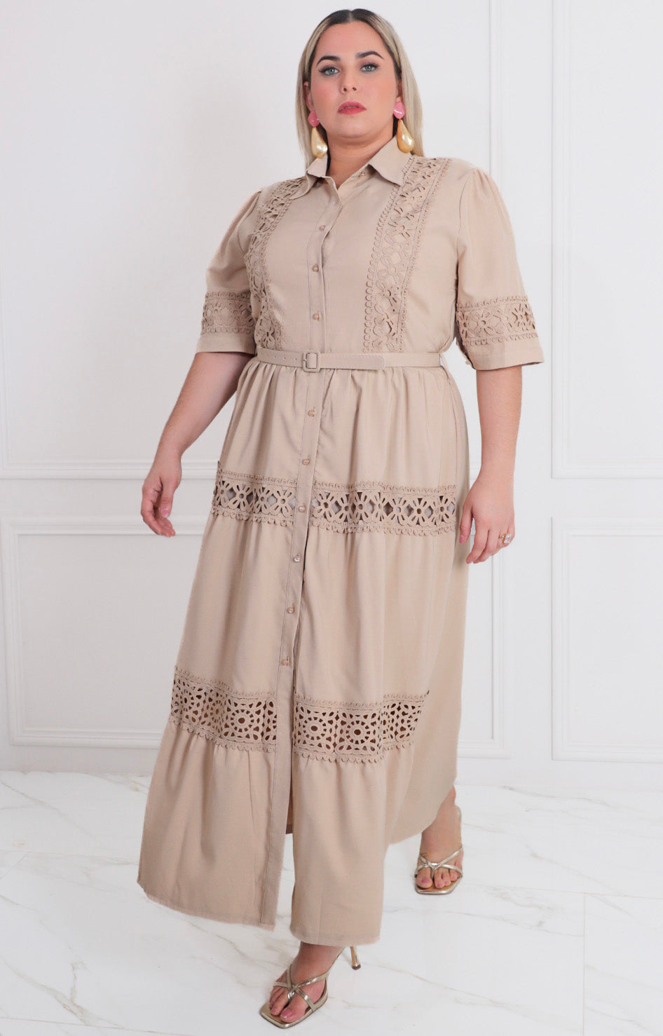 Vestido largo con guipiur - VESTIDO LARGO CURVY Boutiquemirel 