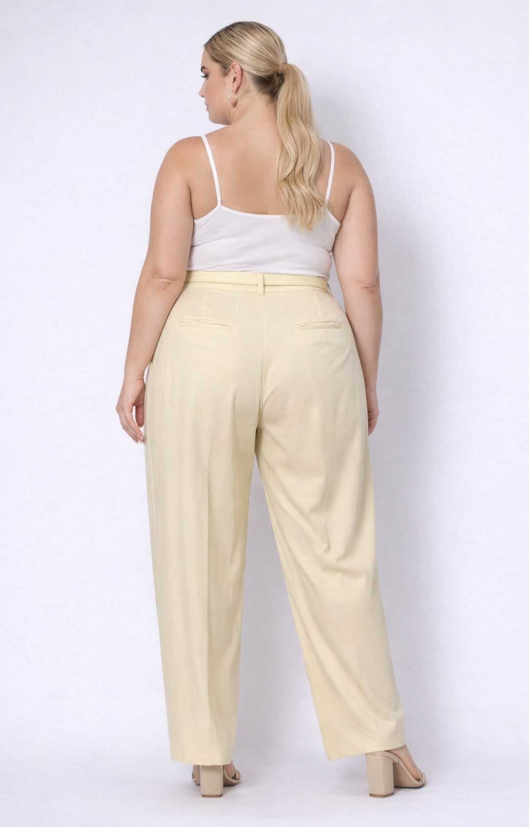 Pantalon amarillo recto con cinturon - PANTALON Boutiquemirel 