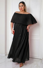 Vestido plisado con mangas mariposa