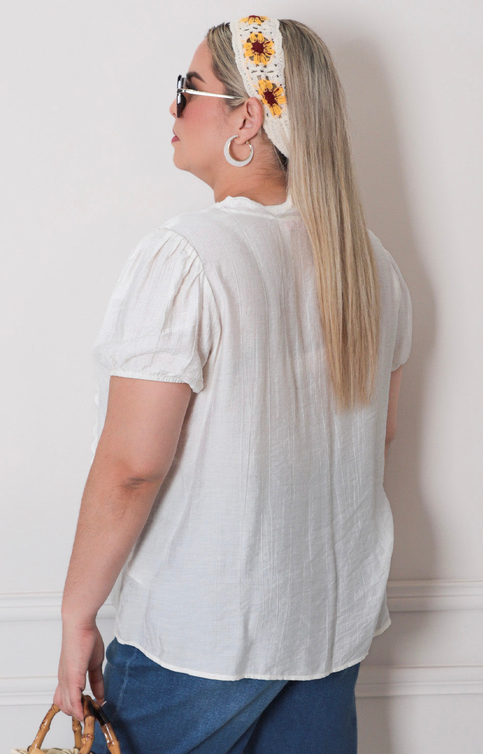 Blusa blanca con bordado - BLUSAS CURVY Boutiquemirel 