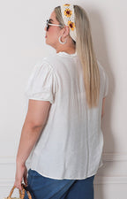 Blusa blanca con bordado - BLUSAS CURVY Boutiquemirel 