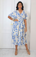 Vestido azul con estampado