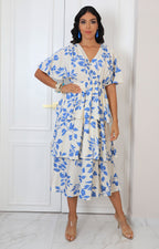 Vestido azul con estampado