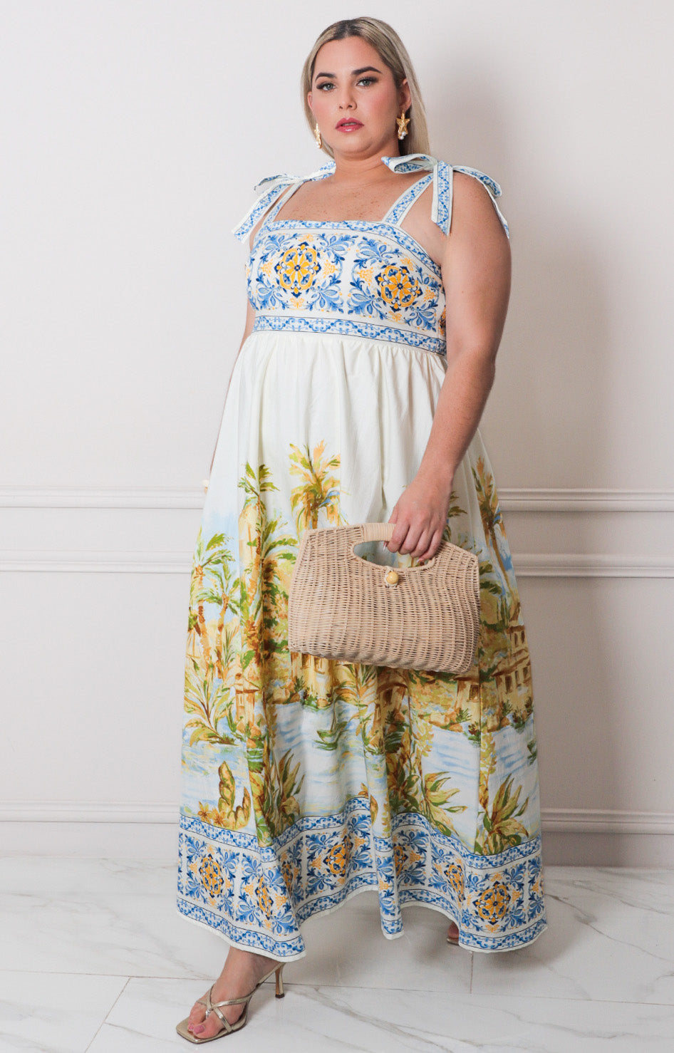 Vestido de tirantes con estampado - VESTIDO LARGO CURVY Boutiquemirel 