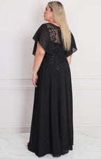 Vestido negro con aplicaciones - VESTIDO LARGO CURVY Boutiquemirel 
