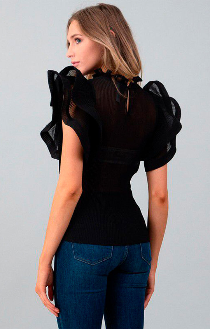 Blusa negra maxi manga