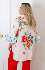 Blusa floral maxi rosas