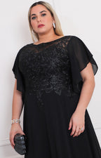 Vestido negro con aplicaciones - VESTIDO LARGO CURVY Boutiquemirel 
