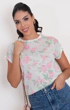 Blusa beige estampada