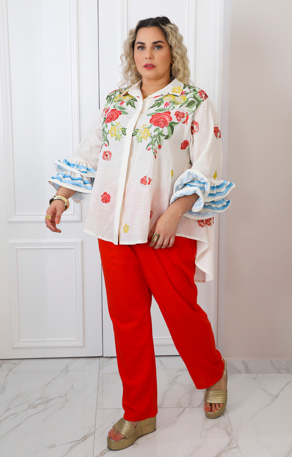 Blusa floral maxi rosas