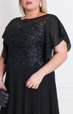 Vestido negro con aplicaciones - VESTIDO LARGO CURVY Boutiquemirel 