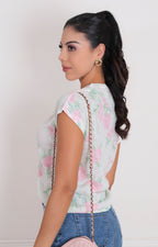 Blusa beige estampada