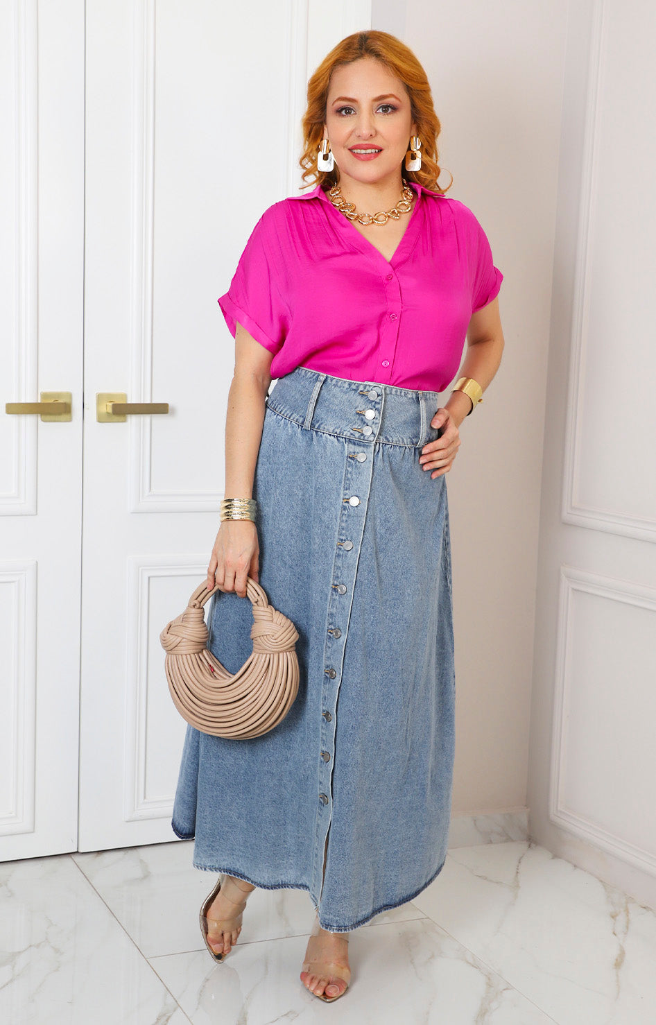 Blusa camisera con cuello en V