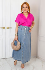 Blusa camisera con cuello en V