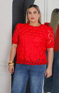 Blusa roja de guipiur