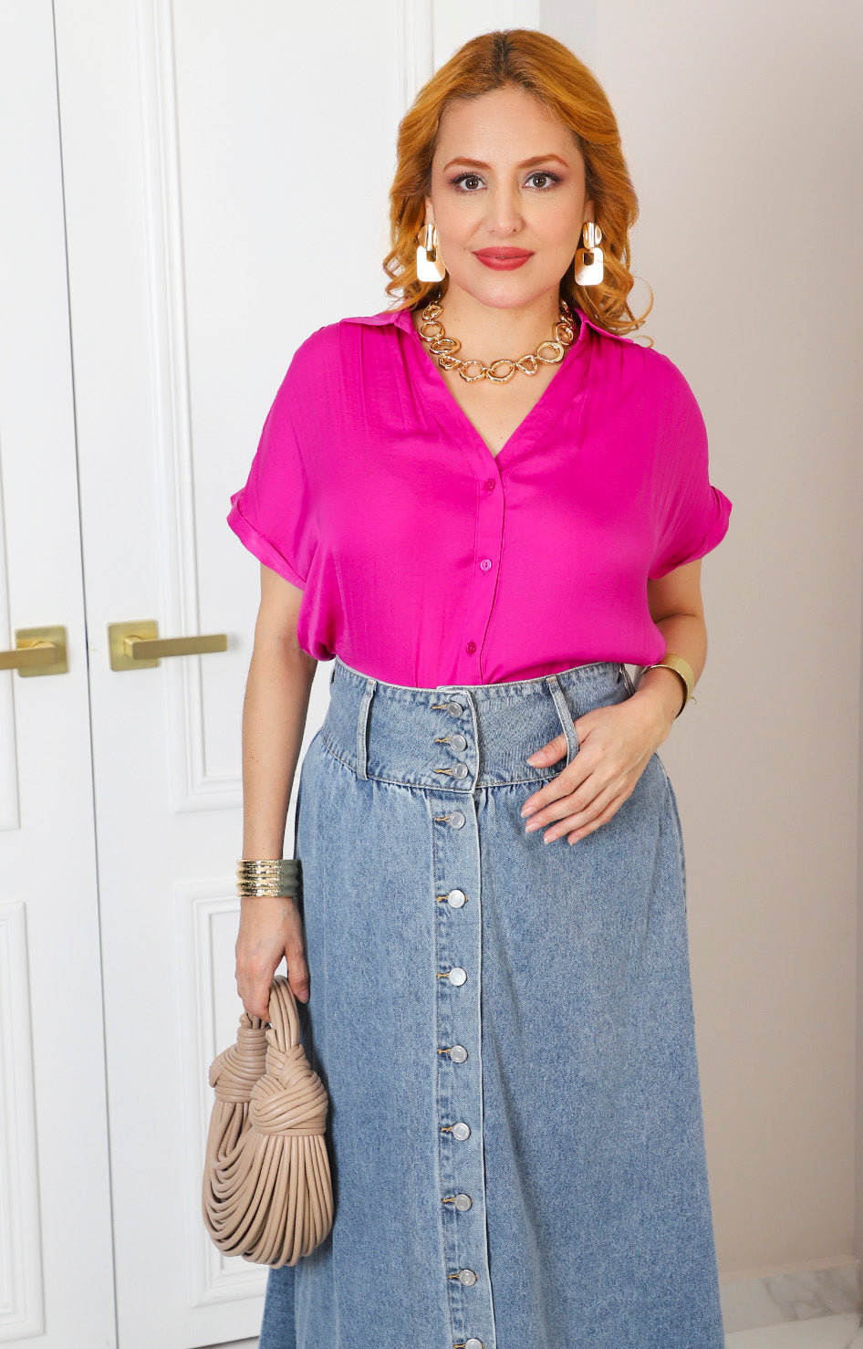 Blusa camisera con cuello en V