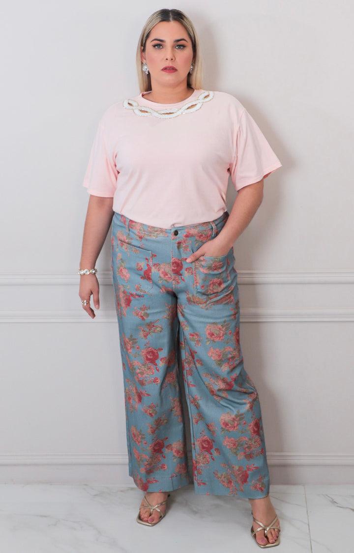 Blusa rosa con bordado - BLUSAS CURVY Boutiquemirel 