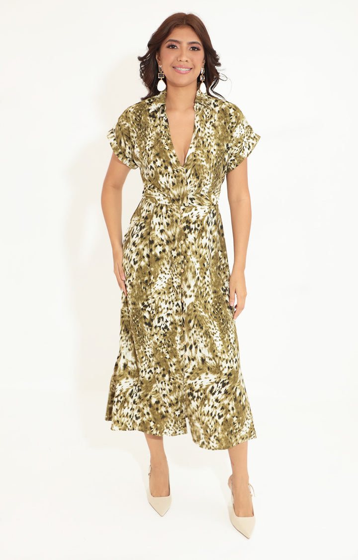 Vestido verde estampado - VESTIDO Boutiquemirel 