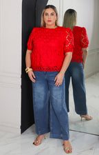 Blusa roja de guipiur