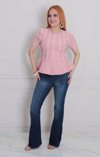 Blusa rosa estampada peplum - BLUSAS REGULAR Boutiquemirel 