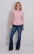 Blusa rosa estampada peplum - BLUSAS REGULAR Boutiquemirel 