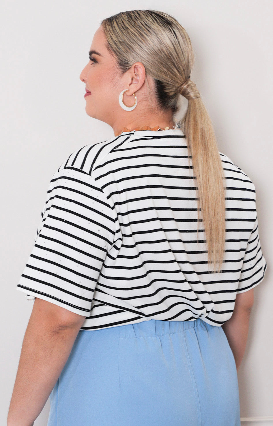 Blusa de rayas con brillos - BLUSAS CURVY Boutiquemirel 