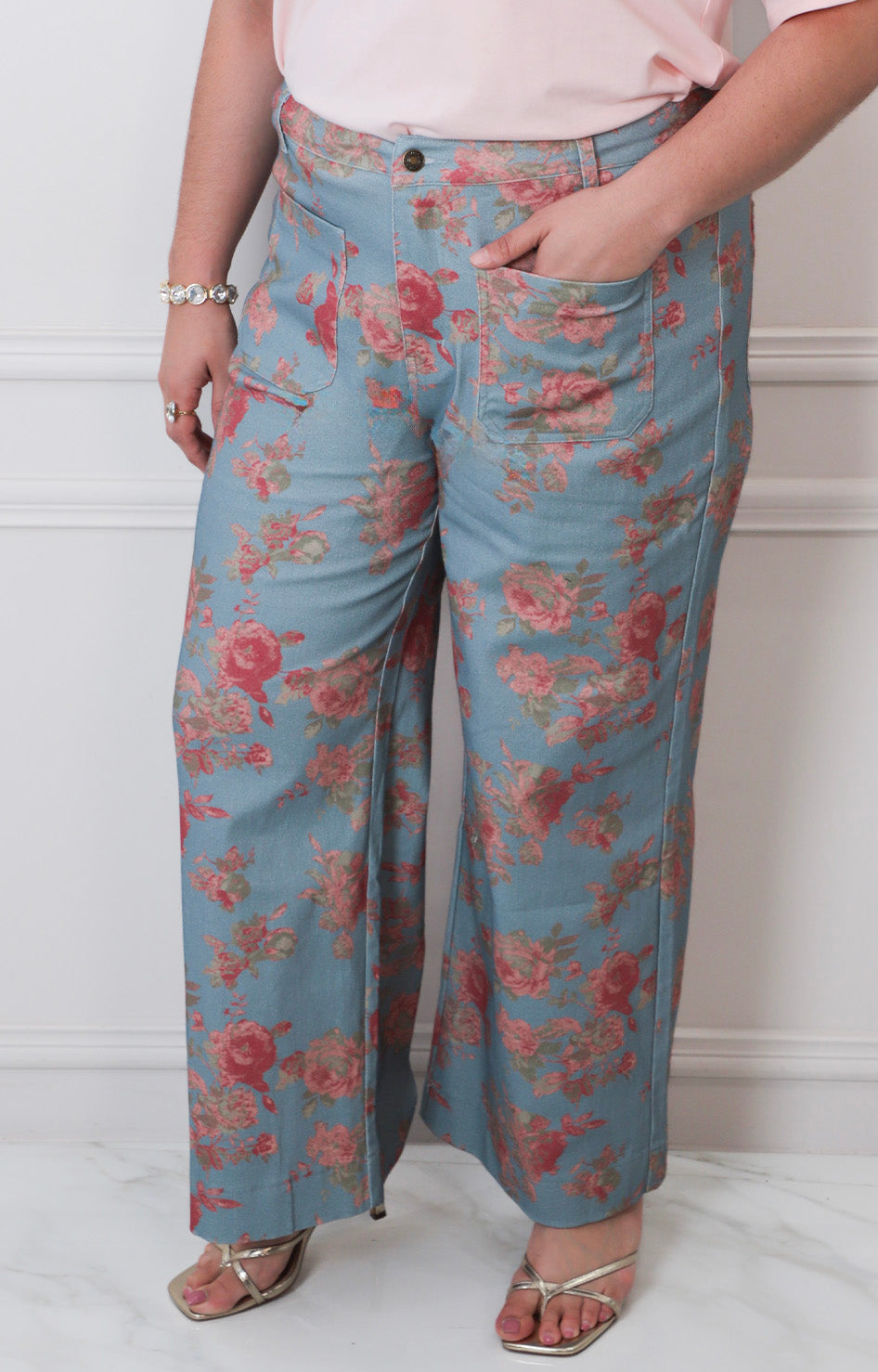 Pantalón azul estampado - PANTALON CURVY Boutiquemirel 