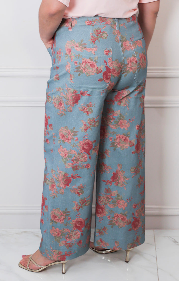 Pantalón azul estampado - PANTALON CURVY Boutiquemirel 