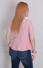 Blusa rosa estampada peplum - BLUSAS REGULAR Boutiquemirel 