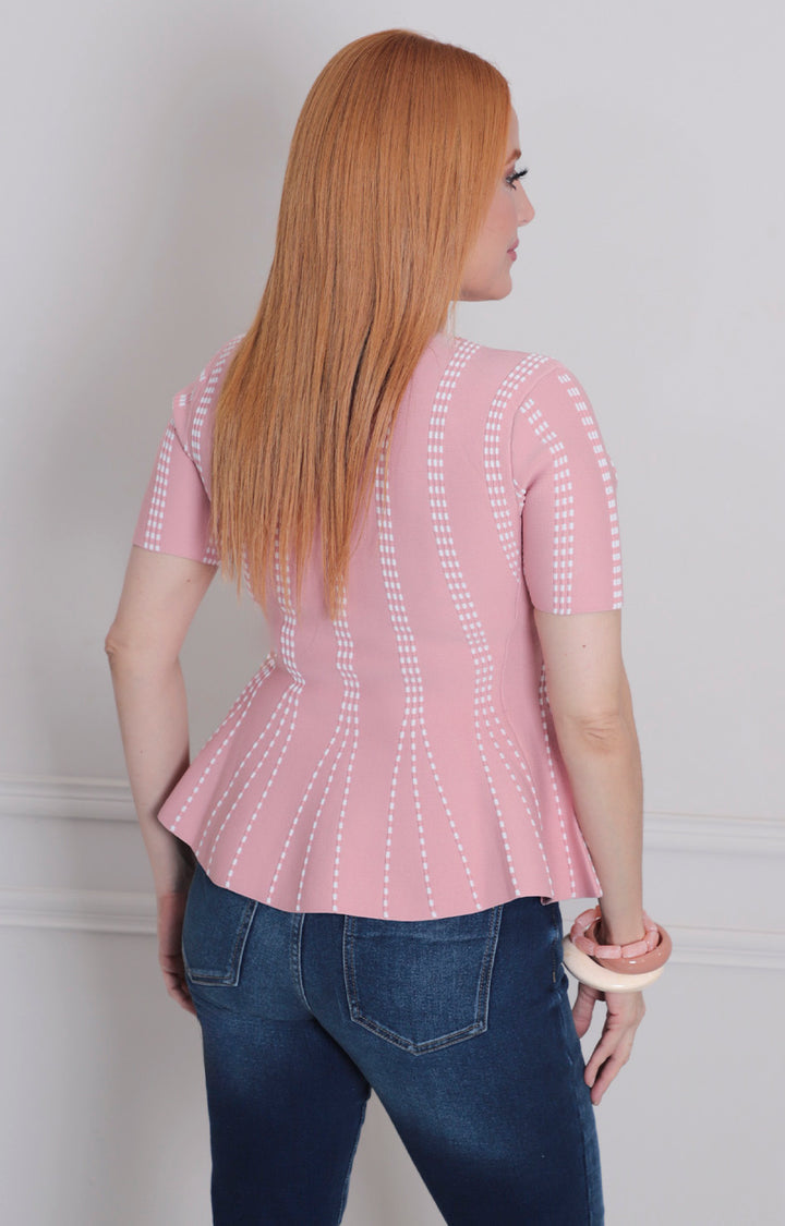 Blusa rosa estampada peplum - BLUSAS REGULAR Boutiquemirel 