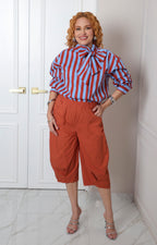 Blusa a rayas con lazo al cuello