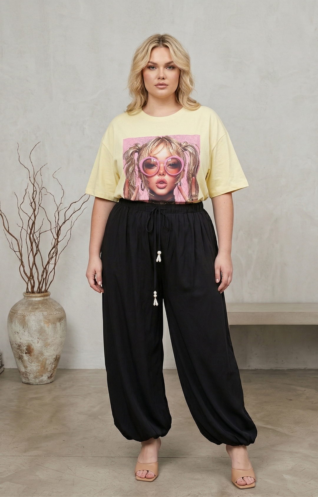 Pantalòn negro tipo globo - PANTALON CURVY Boutiquemirel 