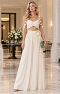 Palazzo beige plisado