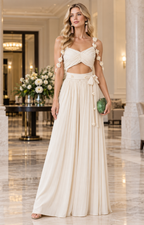 Palazzo beige plisado