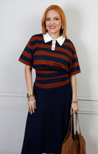 Blusa polo a rayas Boutiquemirel con cuello blanco y corte regular