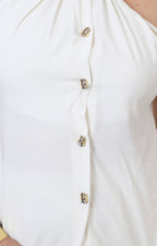 Conjunto beige halter con botones dorados