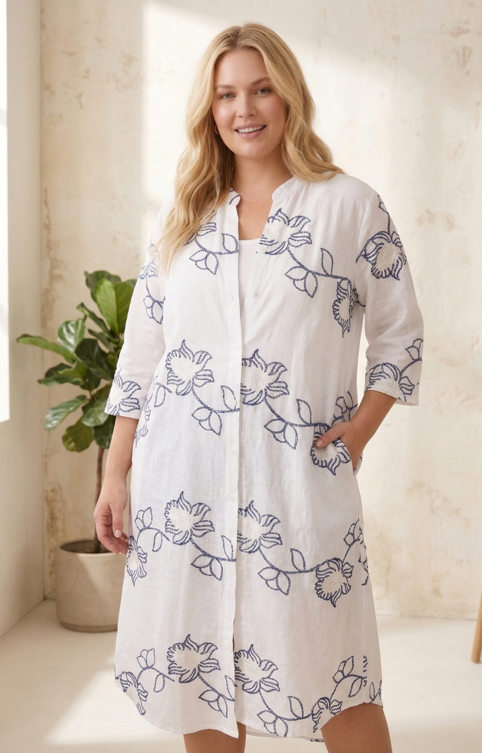 Maxi blusa bordada en azul marino - BLUSA REGULAR Boutiquemirel 