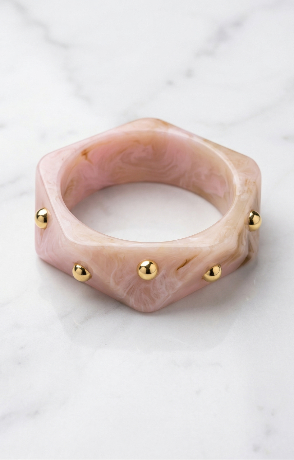 Pulsera geométrica rosa con detalles dorados - PULSERA Boutiquemirel 