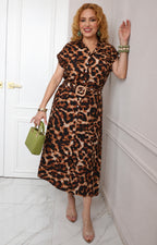 Vestido camisero midi animal print