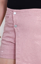 Short falda rosa con brillos